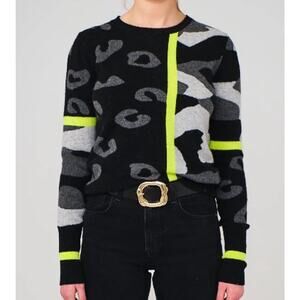 Brodie Cashmere Leopard & Camo Lana Sweater Sz M